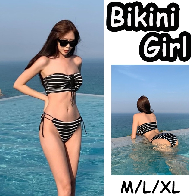 ผูกคอ ชุดว่ายน้ำ💕ลายทาง ชุดสองชิ้น และแบบชิ้นเดียว✨ชุดไปทะเล🚚ส่งไวจากไทย1-3วัน