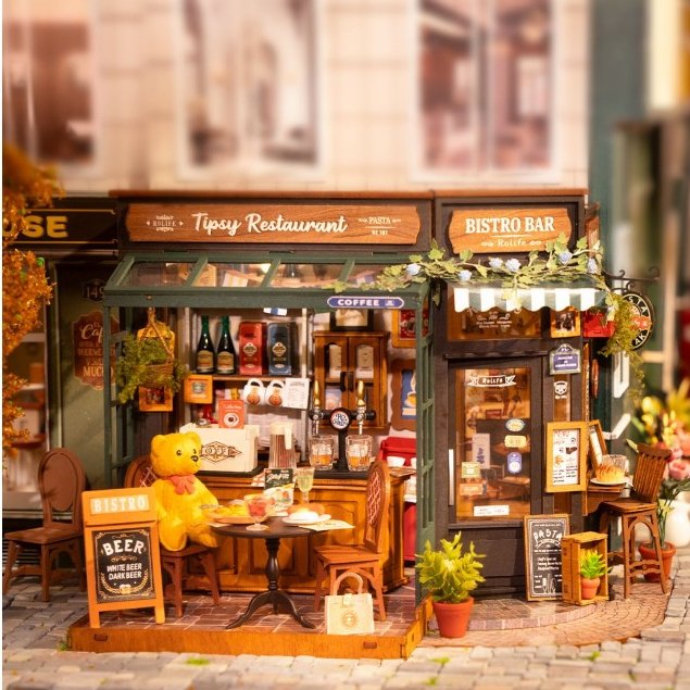 ส่งด่วน กทม. 🚀🧸 บ้านตุ๊กตา DIY Tipsy Restaurant ร้านของพี่หมี ไม่ใช้กาว วาง Art Toy ได้ Rolife DG167