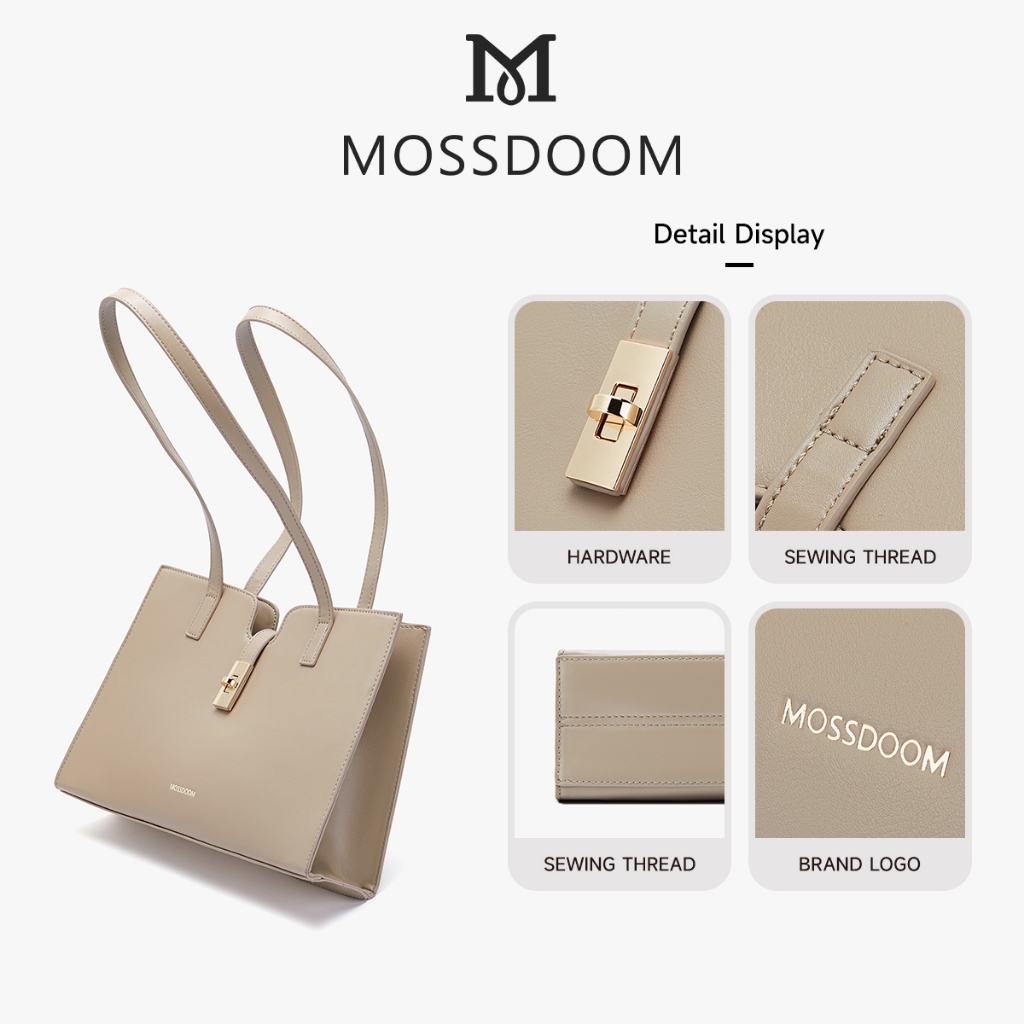 MOSSDOOM Elaura bag กระเป๋าคล้องไหล่สำหรับผู้หญิง ทรงคลาสสิก จุของได้เยอะ 4สี(เทา,ขาว,แอปริคอท,ดำ)