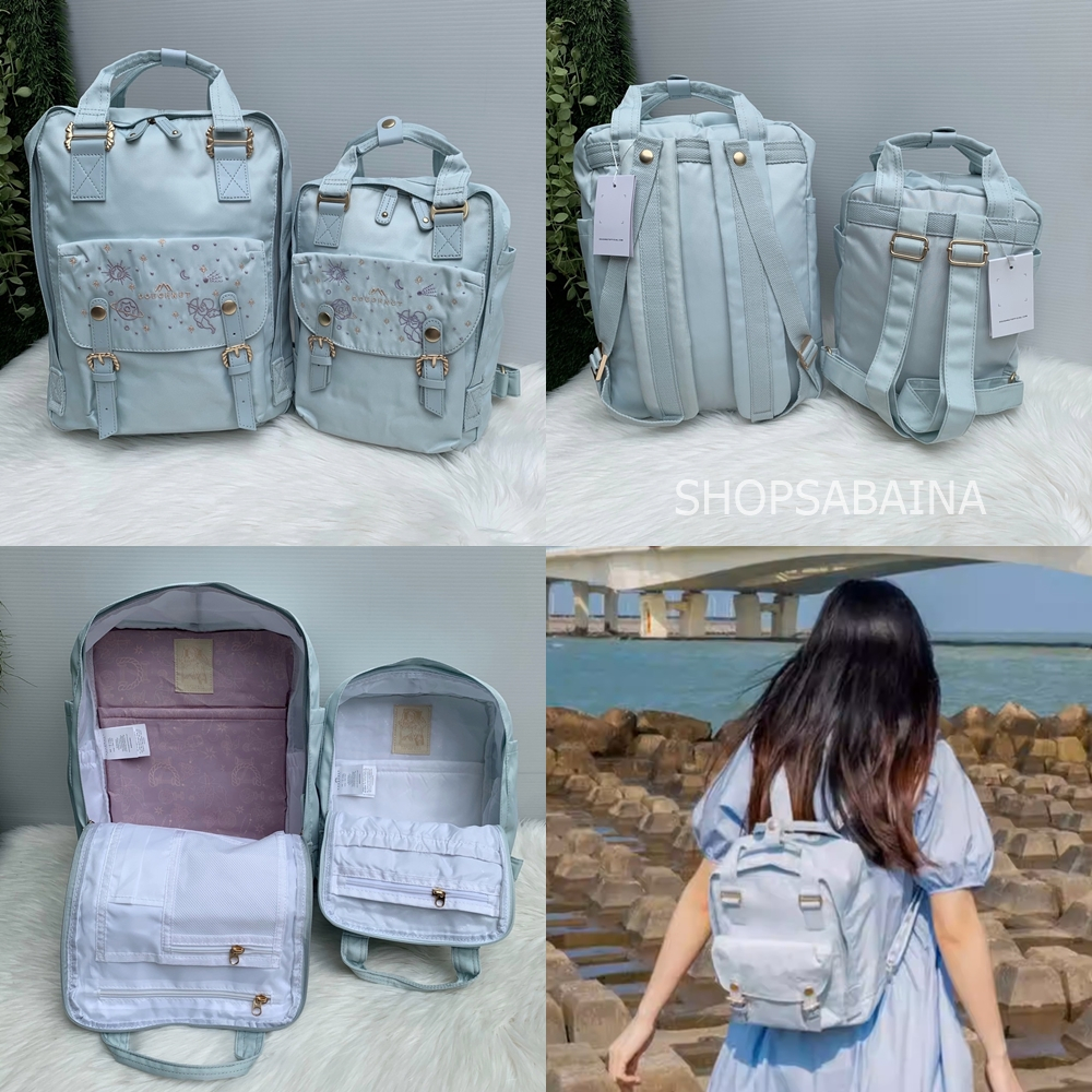 Doughnut Macaroon Galaxy Series Backpack กระเป๋าเป้สะพายหลังโดนัท ลายกาแล็กซี่ (แถมพวงกุญแจ)