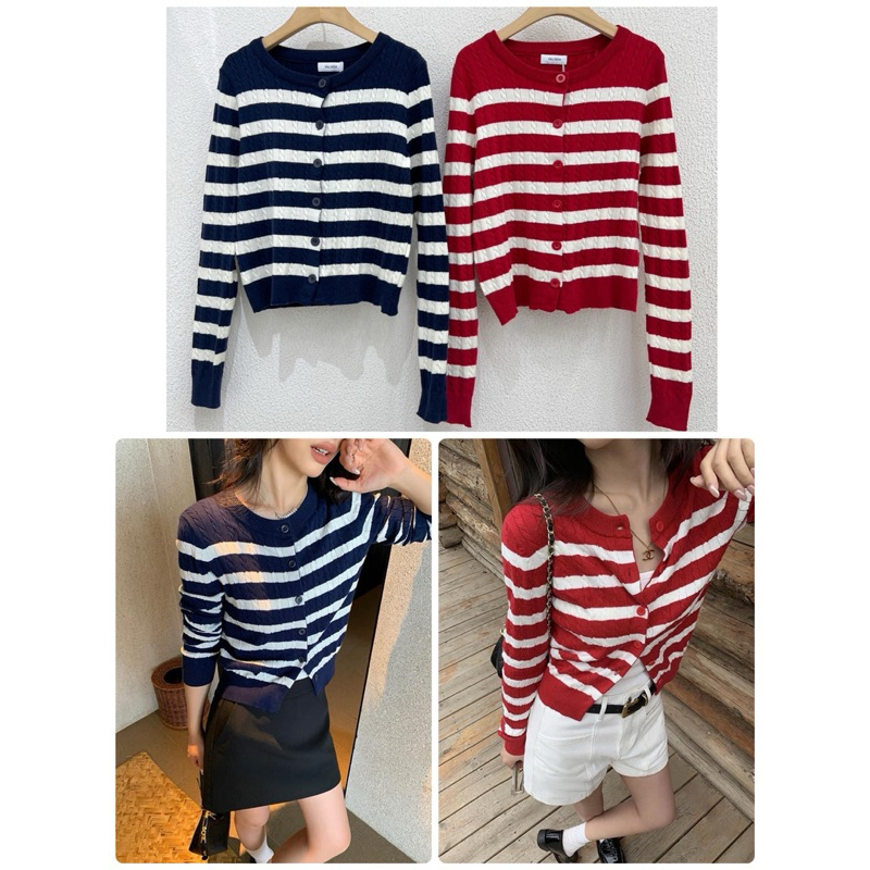 PLOYNAPAS - Cardigan เสื้อคาร์ดิแกนผ้าทอลาย