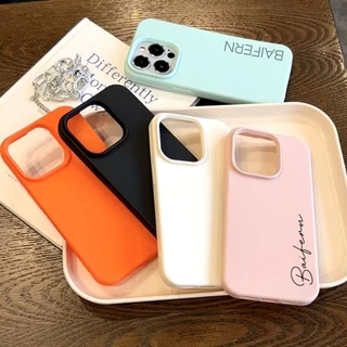 เคสไอโฟนมาการอง [สกรีนชื่อ] Series 17/16/15/14/13/12/11/XR/X เคสซิลิโคนนิ่ม สีทึบ ยกมุมกล้อง