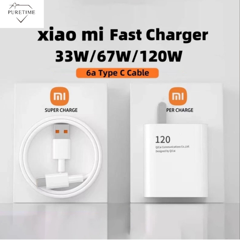 【รับประกัน 1 ปี】 ชุดชาร์จ XIAOMI 120W สาาร์จ 6A ชาร์จ 120W Xiaomi USB Type Cของแท้ 100% Quick Charge รับ รุ่น เสียวมี่