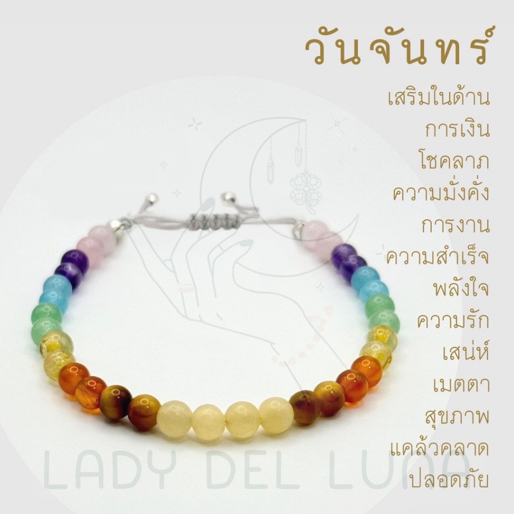 สร้อยข้อมือหินประจำวันเกิด หินขนาด4มม. สายเชือกถักปรับขนาดได้