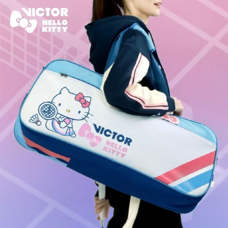 VICTOR กระเป๋าแบดมินตัน Hello Kitty กระเป๋าสะพายข้าง เฮลโล คิตตี้ กระเป๋าถือความจุขนาดใหญ่ 6 ชิ้น