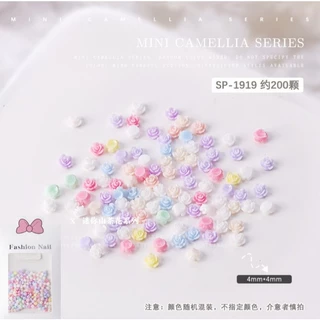 I5.ดอกคามิเลียจิ๋ว ดอกไม้ตกแต่งเล็บ ขนาด 4 mm คละสี หนึ่งถุงมีประมาณ 200 ชิ้น