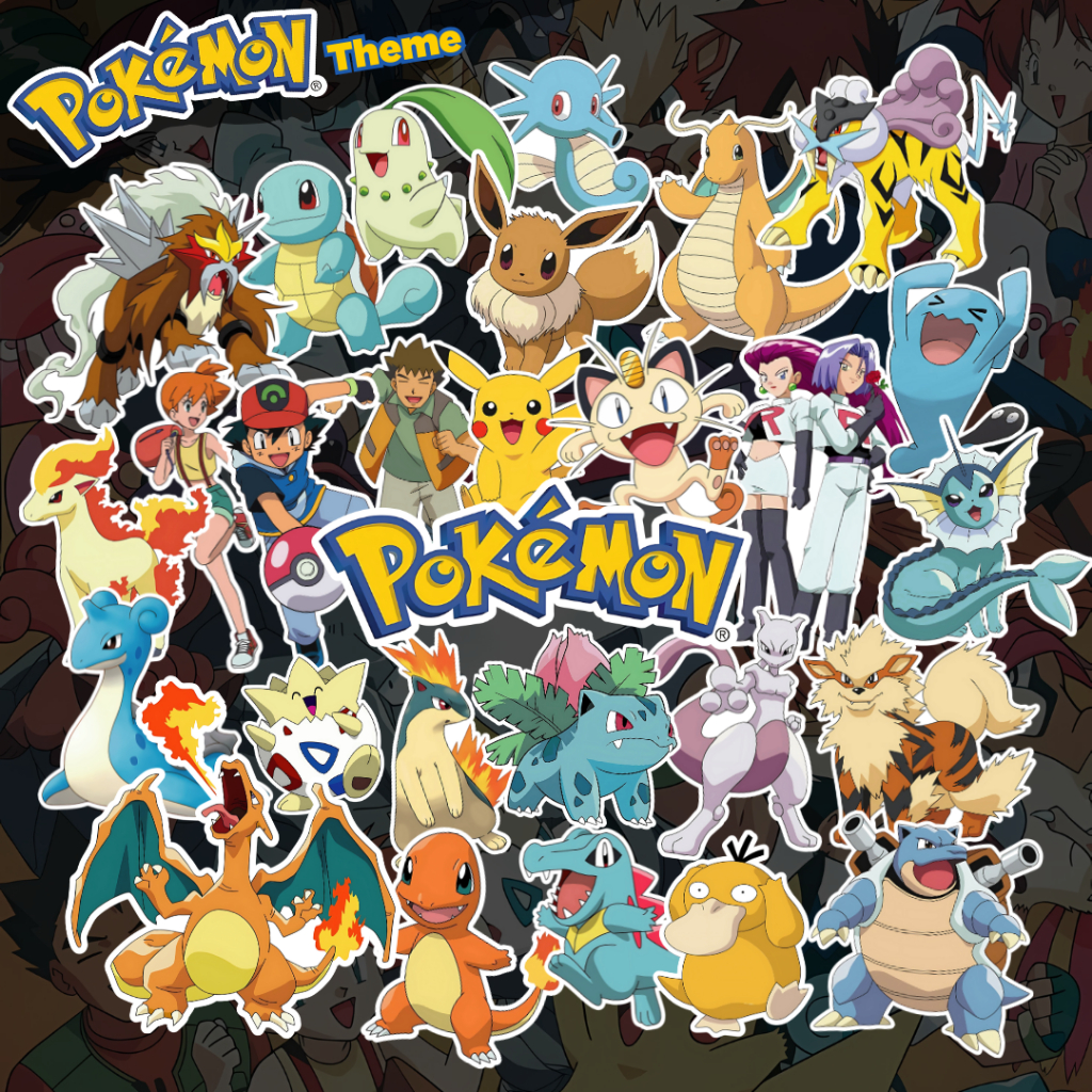 สติ๊กเกอร์ธีม Pokemon สติ๊กเกอร์ Pokemon สติ๊กเกอร์แปะ laptop, skateboard, โต๊ะ แบบกันน้ำ