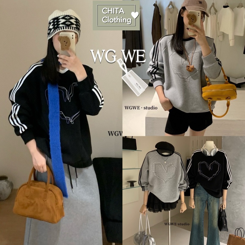 2636# เสื้อ Sweaters สกรีนลาย ช่วงอก เนื้อผ้าดีงานสวย TAG:WG.WE
