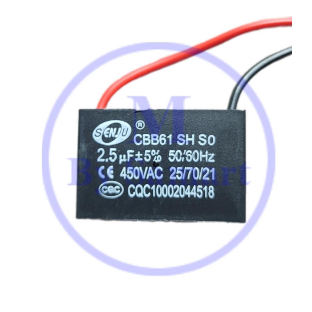 คาปาซิเตอร์ 2.5uf 450v แบบมีสาย cbb61 ตัวเก็บประจุ 2.5 uf พัดลม ฮาตาริ พัดลมทั่วไป และ มอเตอร์