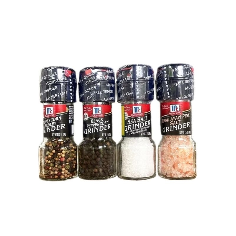 แบบใหม่ขวดกลม McCormick พริกไทยดำ เกลือหิมาลายัน พริกไทยหลากสี เกลือทะเล ฝาบด  McCormick Spice Grinder 24-70g