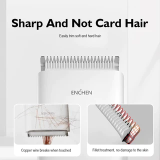 Enchen Electric Hair Trimmer Clipper USB Fast Charging ปัตตาเลี่ยนตัดผมไร้สาย แบตเตอเลี่ยนตัดผม มีผ้าคลุมกับกรรไกร