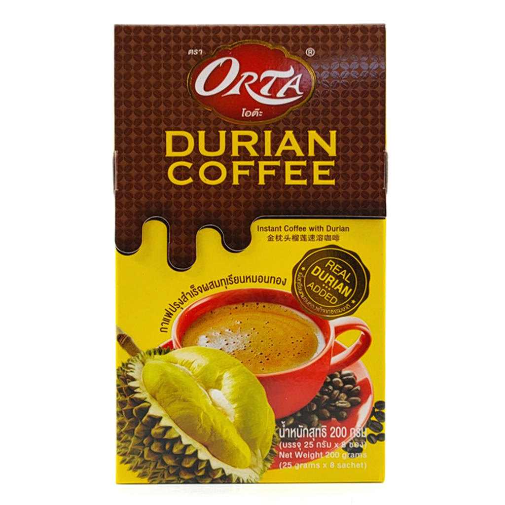 Orta Durian Instant Coffee 200g โอต๊ะ กาแฟสำเร็จรูปผสมทุเรียนหมอนทอง อาหาร เครื่องดื่มผงสำเร็จรูป กา