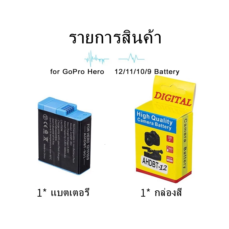 [ Gail19 ]แบตเตอรี่ สำหรับ GoPro Hero 9/10/11/12 ของแท้  Rechargeable Battery for GoPro Hero 9/10/11/12 1800mAh Original thumbnail 10