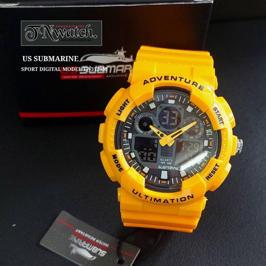 นาฬิกาผู้ชาย US SUBMARINE SPORT DIGITAL รุ่น TP-3219M นาฬิกาข้อมือ 2ระบบ แสดงวนที่ จับเวลา กันน้ำ 100% พร้อมกล่อง