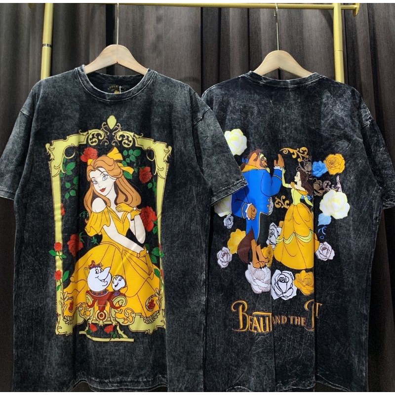 เสื้อยืดคอกลมงานฟอกวินนเทจสกรีนลายหน้าและหลัง