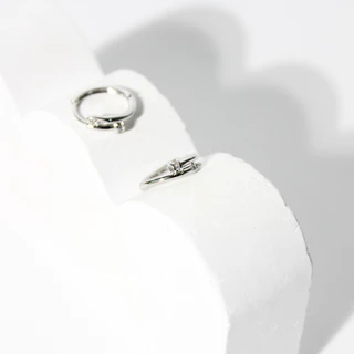 earika.earrings - gemmes pin hoop ต่างหูห่วงรูปเข็มหมุดก้านเงินแท้ชุบทองคำขาว/ทอง เหมาะสำหรับคนแพ้ง่าย