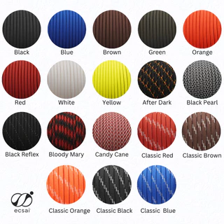 ecsai เชือกพาราคอร์ด 550 (Paracord 550) ขนาด 4 มม. ไนลอน 100% แกน 7 เส้น สำหรับงาน DIY แคมป์ปิ้ง รับน้ำหนัก 250kg