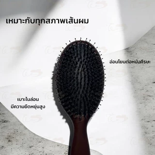 หวีแปรงขนหมูป่า ด้ามไม้ เบาะไนล่อน ยืดหยุ่นได้ดี แปรงหวีผม Air Cushion Comb ผม