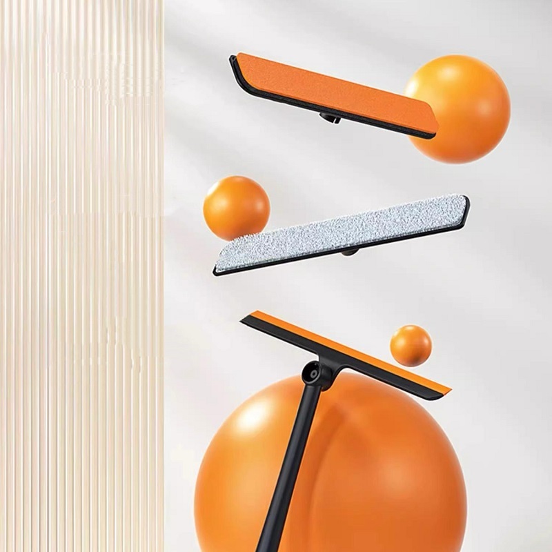 แปรงรีดน้ำ ไม้เช็ดกระจก 2 ด้าน ฟองน้ำ + ที่รีดน้ำ+แปรงผ้าสำลี ด้ามยาวปรับได้ 60-100 ซม Cutie world - รูปที่ 6