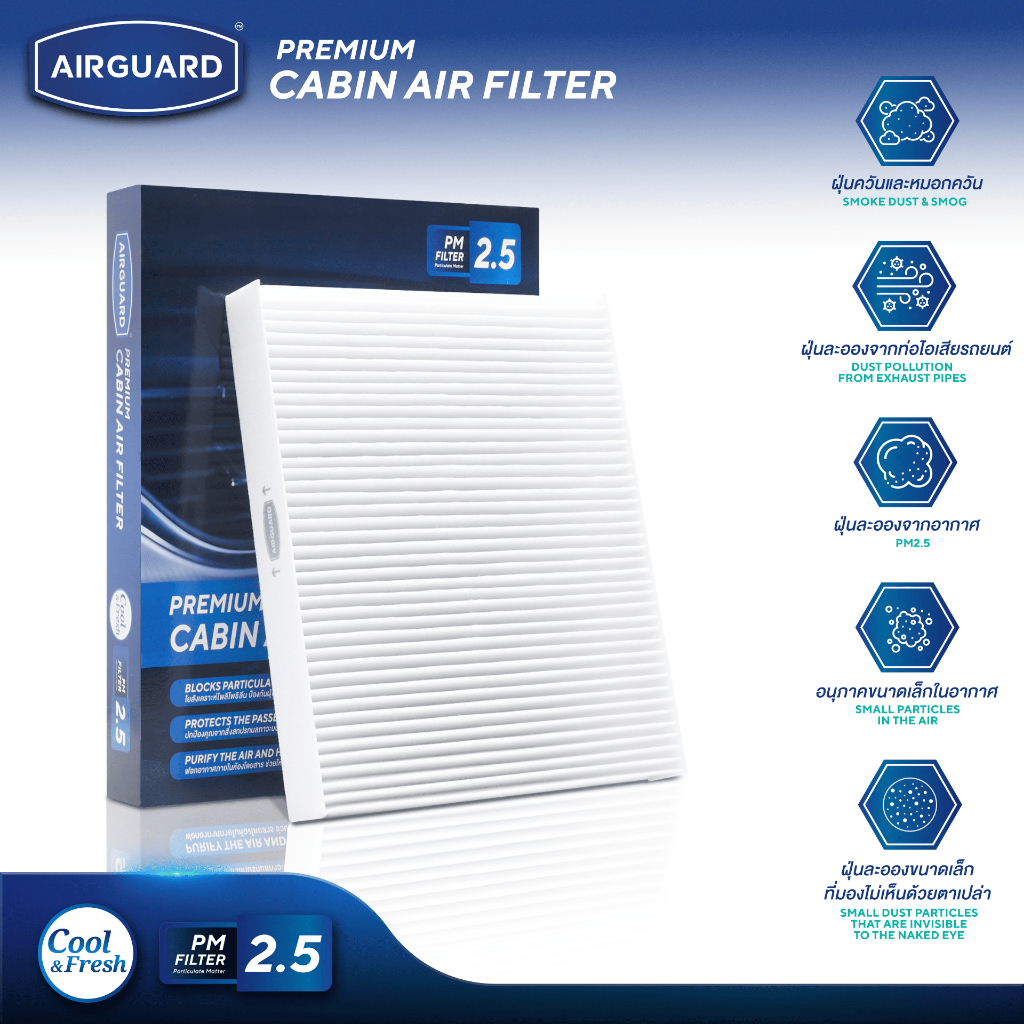 [PM2.5] AIRGUARD แผ่นกรองแอร์รถยนต์ GWM HAVAL H6, JULION (AP-1202)
