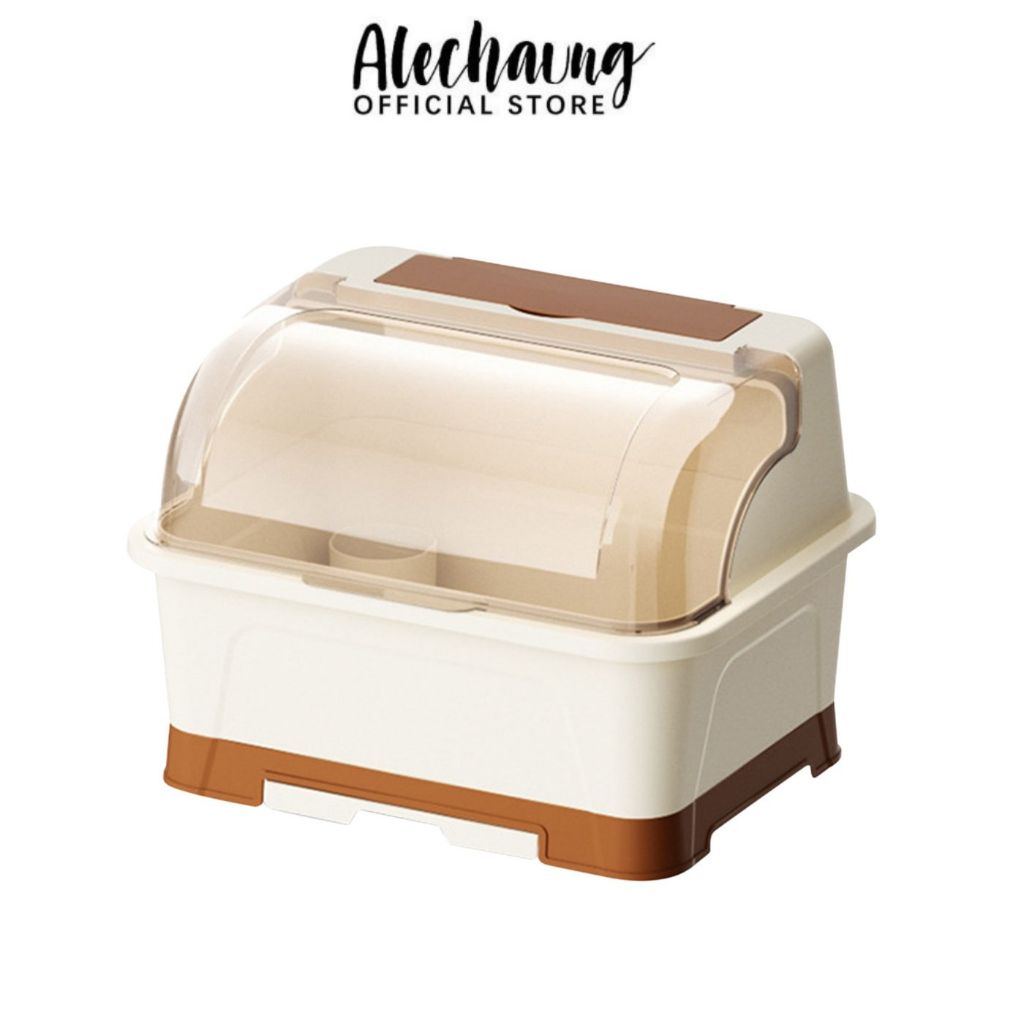 Alechaung ที่คว่ำจานมีฝาปิด ชั้นคว่ำจาน dish rack เก็บจานชามได้สูงสุด 45ใบ มีถาดระบายน้ำในตัว พร้อมฝาปิดกันฝุ่น กันแมลง