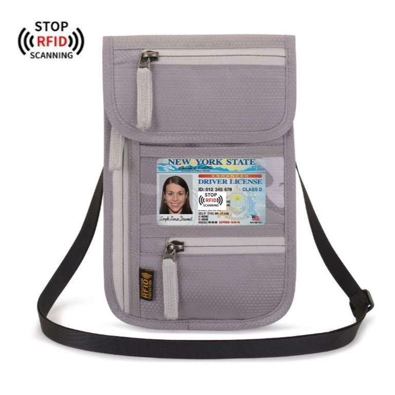 SMกระเป๋าใส่พาสปอร์ต พร้อมแผ่นป้องกันการสแกน RFID ใส่เอกสารการเดินทาง รุ่น WLP-1065 (W4-028) RFID จากร้านSmart Choices