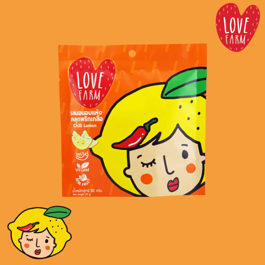 เลิฟฟาร์ม (LOVEFARM) - เลมอนอบแห้งพริกเกลือ 30 กรัม ผลไม้อบแห้ง
