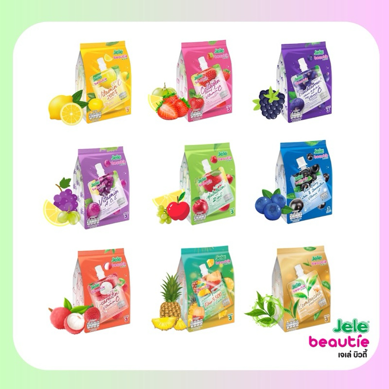 เจเล่บิวตี้ขนมเยลลี่ มีครบทุกรส(11รสชาติ)140กรัม 1แพ็ค3ชิ้น
