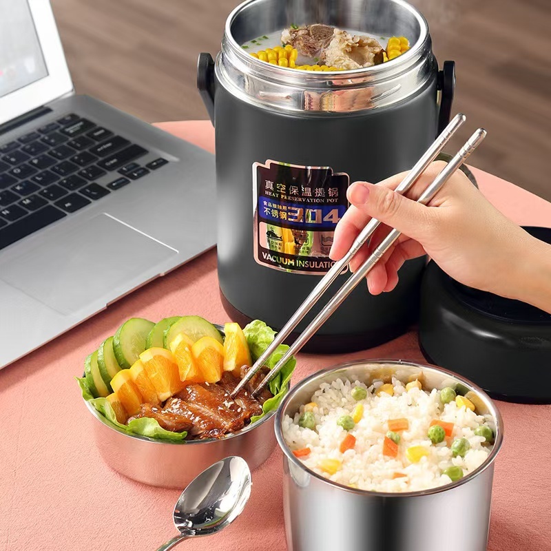 หม้อสแตนเลส กล่องเก็บอาหาร พกพา เก็บความร้อนได้ดี ขนาด450ml-650mL/3-4hours- ใหญ่ ขนาด1.6 L-6ชั้วโมง