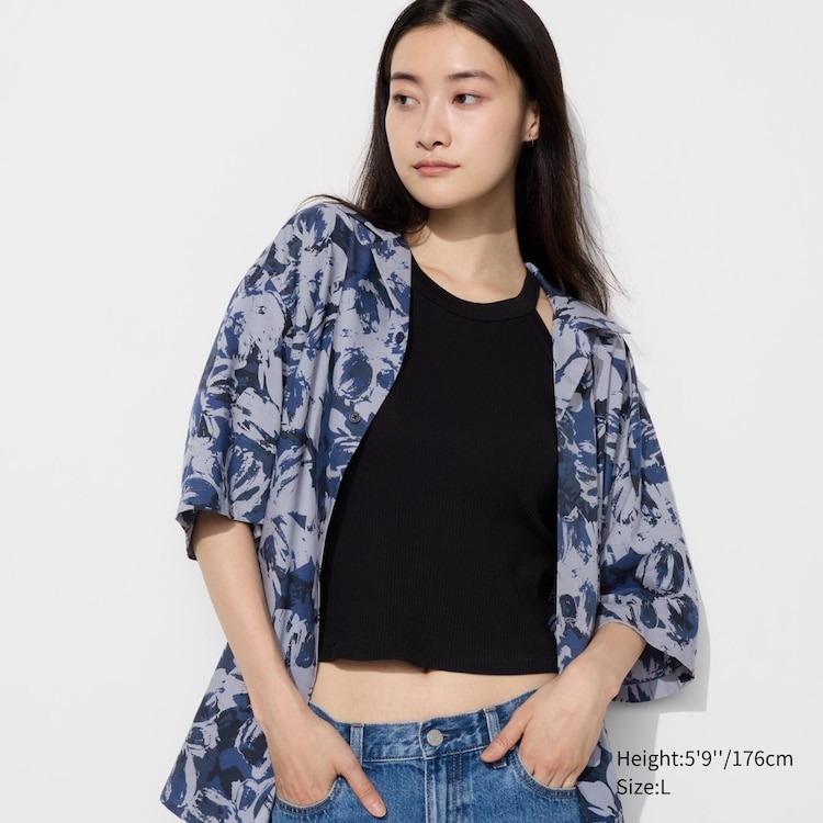 (มีโค้ดส่วนลด กดสั่งในวิดีโอ) UNIQLO MEN เสื้อเชิ้ตแขนสั้นผู้ชาย ผ้าโมดาลผสมฝ้าย