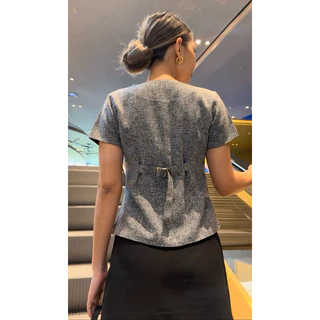 เสื้อรุ่น Bowiee เสื้อแขนสั้น มีซับในทั้งตัว กระดุมโบว์