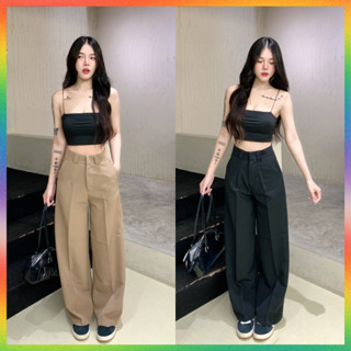 🌈MesubShop🌈กางเกงขากระบอกใหญ่ ผ้าโรเซฟ 🫧 เอวS-3XL ทรงสวยใส่ง…