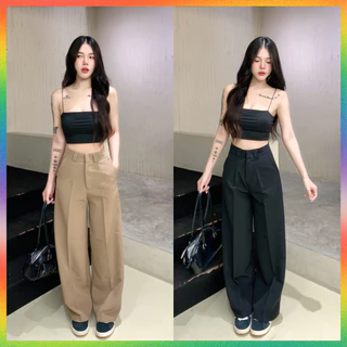 🌈MesubShop🌈กางเกงขากระบอกใหญ่ ผ้าโรเซฟ 🫧 เอวS-3XL ทรงสวยใส่ง่าย กางเกงทำงาน กางเกงขายาว พร้อมส่ง รุ่น กางเกงกระบอกใหญ่