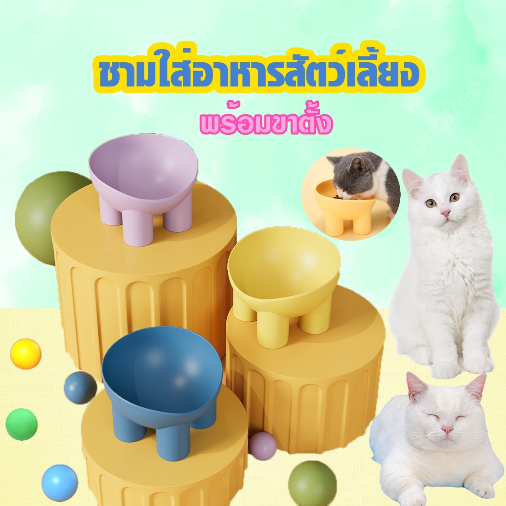 Deemar ชามใส่อาหาร พร้อมขาตั้ง 4 ชามอาหาร สําหรับสัตว์เลี้ยง สุนัข แมว HC040