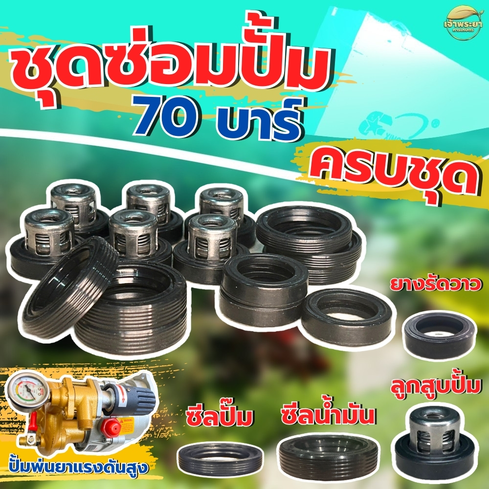 ชุดซ่อมปั๊ม 70 บาร์ ครบชุด ขนาดปั๊ม 6 หุน ระบบออโต้ ติดตั้งง่าย ประกอบด้วยลูกสูบ 6ตัว ยางรัดวาว 3ตัว ซีนปั้ม 3ตัว ซีนน้ำ
