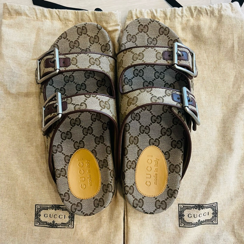 รองเท้าแตะ Gucci gg slide sandals ผู้ชาย ทรงไบเคน birken มือ1