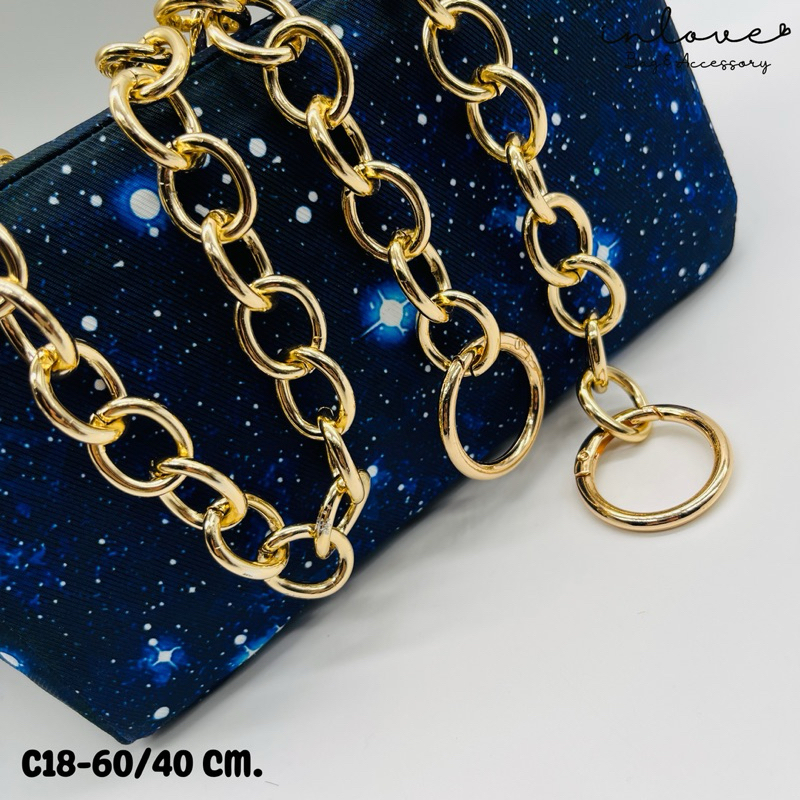 C18-โซ่กระเป๋า สายโซ่กระเป๋า ห่วงสปริง ความยาว 60 ซม. /40 ซม.สีทอง ราคาถูก พร้อมส่งในไทย