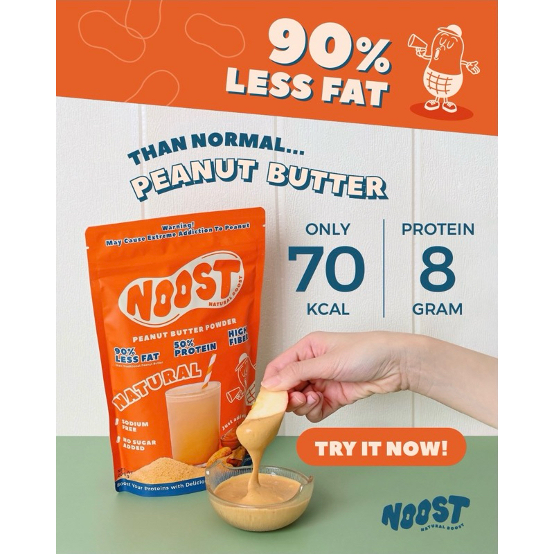 3 ซอง NOOST ผงเนยถั่ว โปรตีนสูง ไขมันลดลง 90%