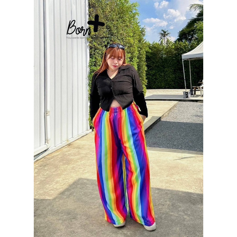 Rainbow Pants กางเกงลายสายรุ้ง ลายฮอตฮิต เอว 38-60”