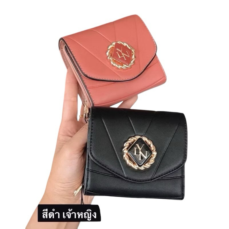LYN กระเป๋าสตางค์ผู้หญิง 2022 กระเป๋าสตางค์ใบสั้นปักลายป้ายกลมใหม่ 1