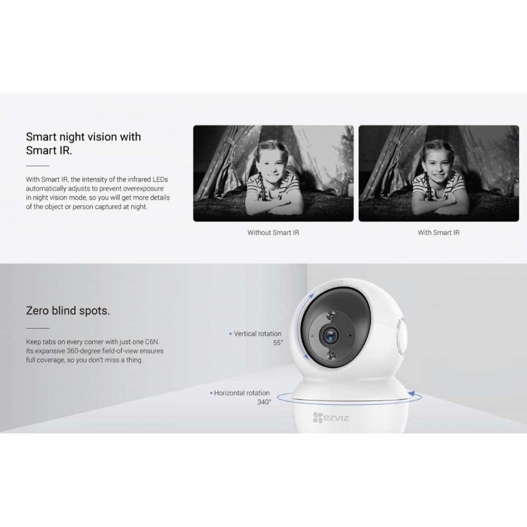 Ezviz กล้องวงจรปิดไร้สาย รุ่น C6N 1080P Smart Wi-Fi PT Camera พร้อม SD64Gb สีดำ