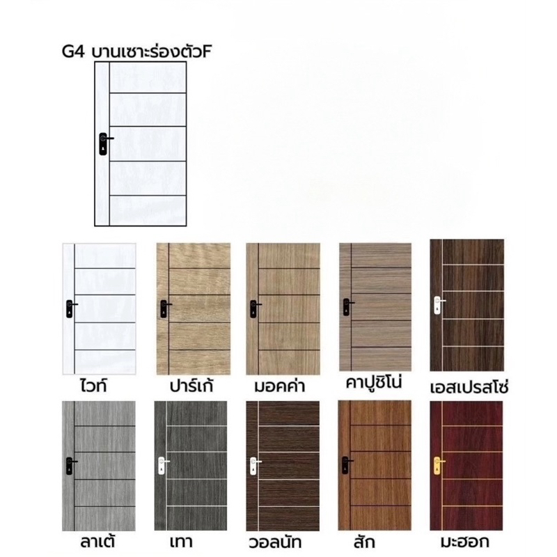 บานประตูไม้อัดโมเดริ์นปิดผิวpvcลายเสี้ยนไม้ 80x200