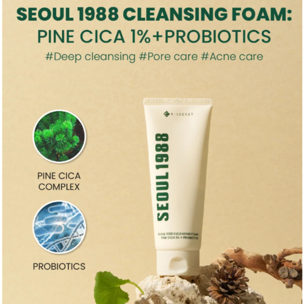 ( แท้ / พร้อมส่ง ) K-SECRET SEOUL 1988 Cleansing Foam : Pine Cica 1% + Probiotics 150ml