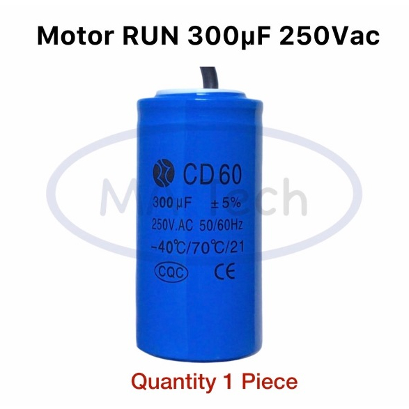 300uf 250v แคปรัน 250v 300uf คาปาซิเตอร์ 250V Motor RUN 300uf250V แคปรันสตาร์ท ขนาด 50.0x100.0mm CD60 จำนวน 1 ชิ้น