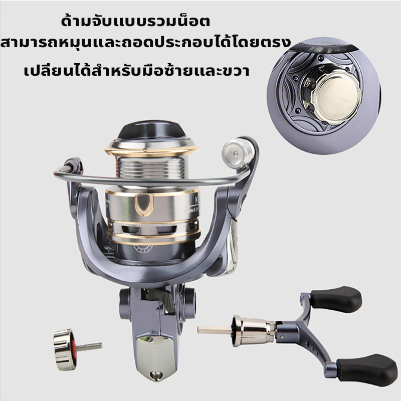 🔥KM1000-5000 Series🔥รอกเบ็ดตกปลา รอกสปินนิ่ง แขนโยกคู่โลหะทั้งหมดออกแ 8Kg Max Drag อัตราส่วน เกียร์5.2:1 - รูปที่ 6