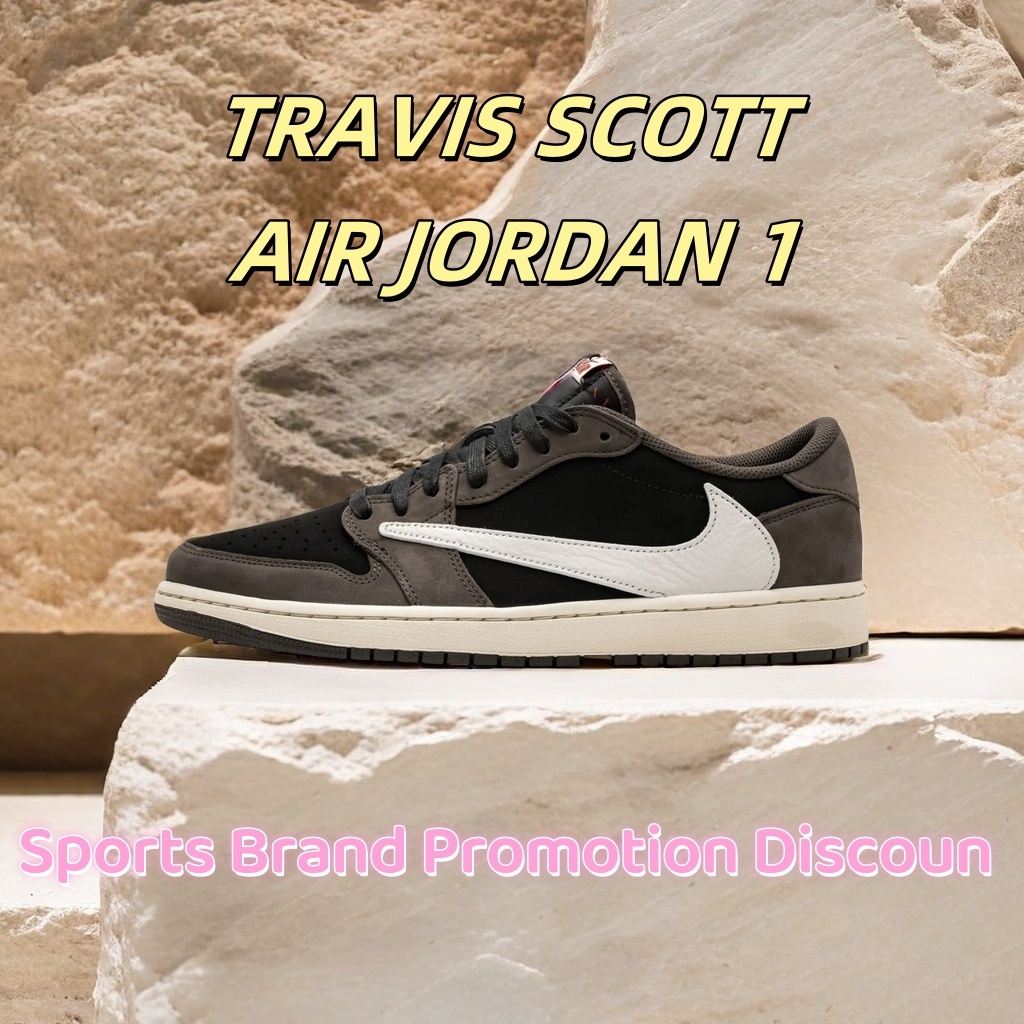 ไนกี้ TRAVIS SCOTT AIR J0RDAN1 ผู้หญิง/ผู้ชาย สินค้าแท้จอร์แดน มีสินค้าในสต็อก จัดส่งอย่างรวดเร็ว