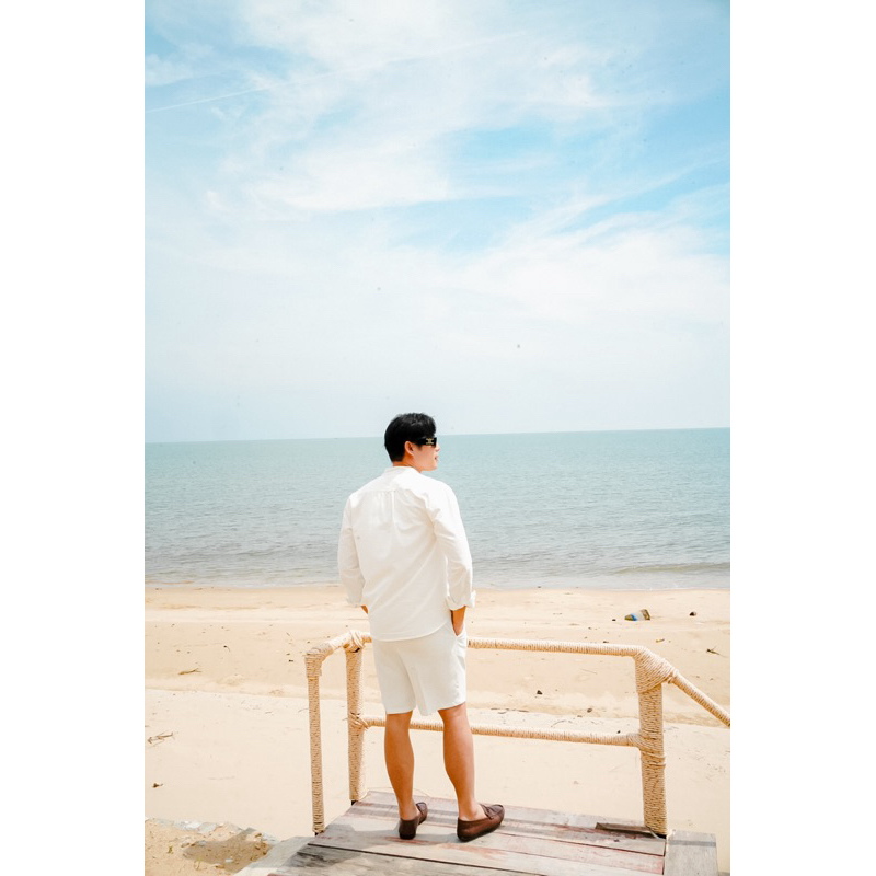 ROBMAN เสื้อเชิ้ตผู้ชายสีขาว มินิมอล คอจีน คอแมนดาริน คอตั้ง ผ้า Cotton Linen เสื้อผู้ชายเกาหลี ผู้ชายสายฝอ RM7002 ผ้าดี