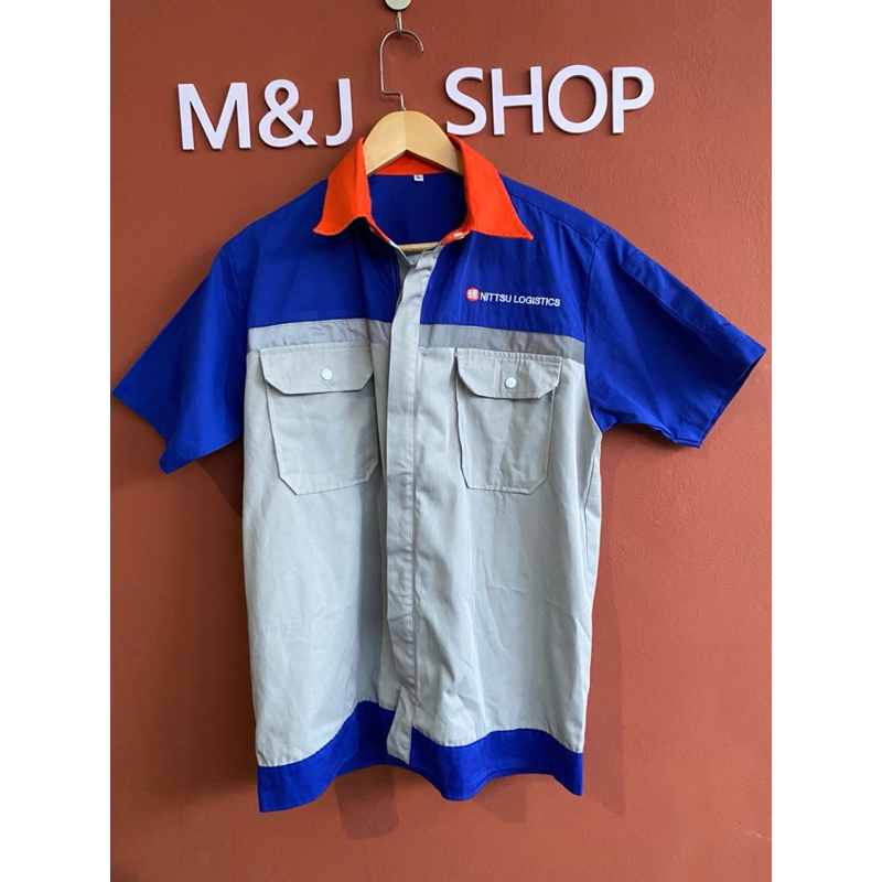 เสื้อช็อป Nippon Express สีเทา/น้ำเงินมือสองไซส์L