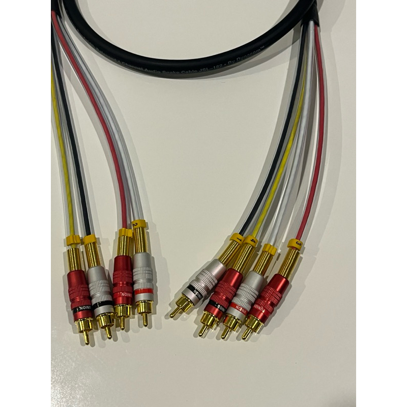 สายrca4ออก4 ตัวผู้หัวท้าย ทำจากสายมัลติคอร์4คอร์ของDynacomหัวrcaมีแบบ เหล็ก/ทองเหลืองแท้100%