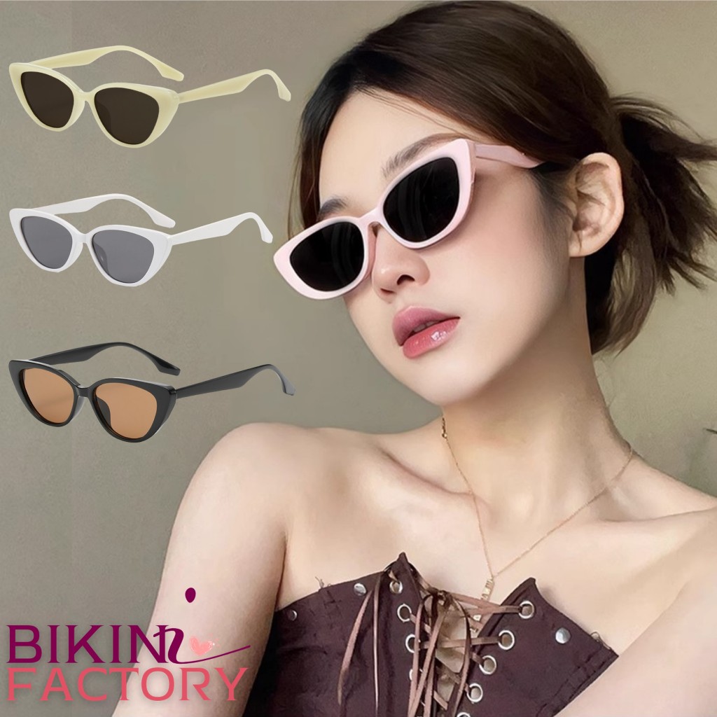 BIKINI FACTORY  แว่นตากันแสงแดด แว่นตาแฟชั่น สไตล์เท่ๆ 😎 แว่นตาย้อนยุค ป้องกันแสงUV มีให้เลือกหลายสี SET-BK014